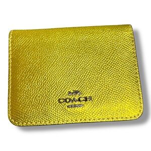Coach Metallic Gold Keychain Leather Bifold Cardcase